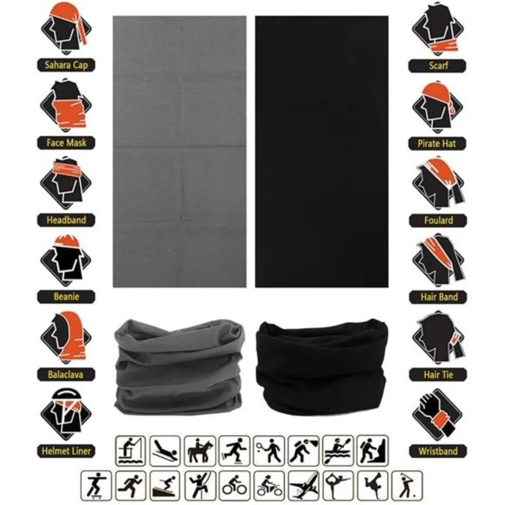 6Pcs Men's Headband Neck Gaiter Head Wrap Headwear Face Mask Magic Scarf Bandana